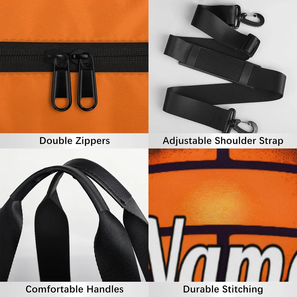 Custom Dance Duffel Bag Sport Backpacks Gyms and Weekend Overnight Travel Duffle Bag Birthday Christmas Halloween Waterproof, Basketballs Heart