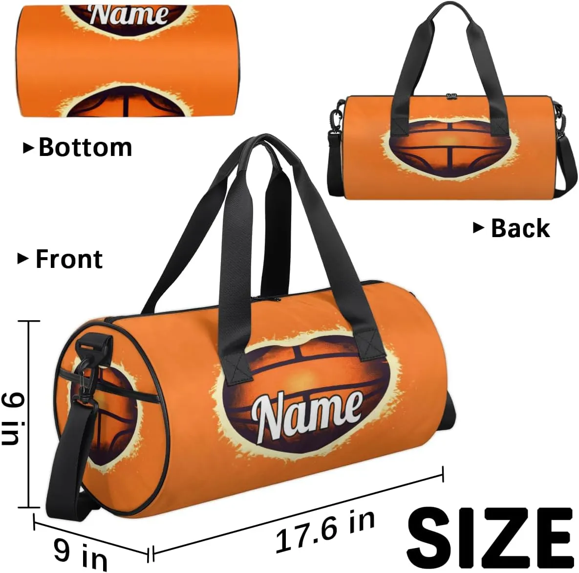 Custom Dance Duffel Bag Sport Backpacks Gyms and Weekend Overnight Travel Duffle Bag Birthday Christmas Halloween Waterproof, Basketballs Heart