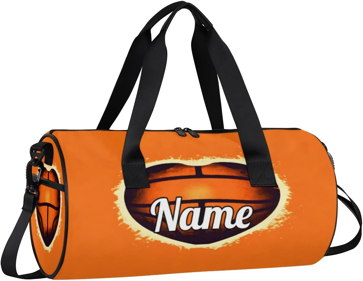 Custom Dance Duffel Bag Sport Backpacks Gyms and Weekend Overnight Travel Duffle Bag Birthday Christmas Halloween Waterproof, Basketballs Heart