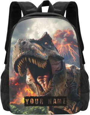Custom Dinosaur Backpack,Personalized Cartoon Daypacks With Name/Text,Customized Laptop Backpack For Women Men,Casual Travel Computer Bag For Work Travel Camping(16.5in)