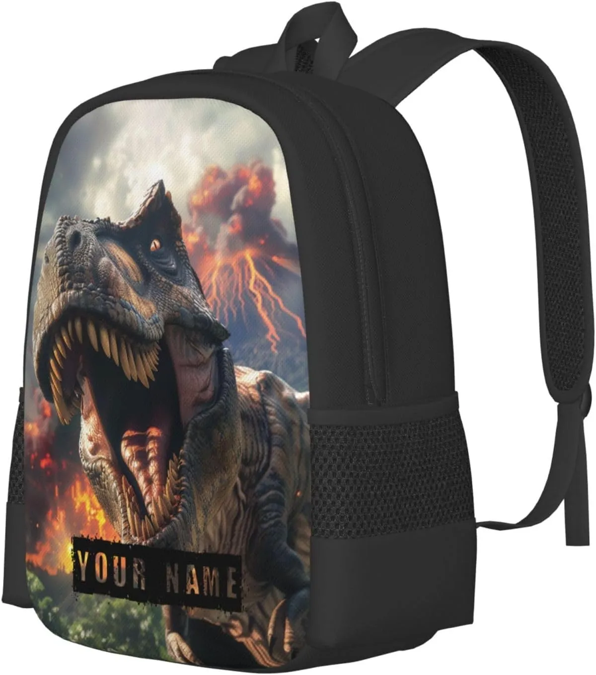 Custom Dinosaur Backpack,Personalized Cartoon Daypacks With Name/Text,Customized Laptop Backpack For Women Men,Casual Travel Computer Bag For Work Travel Camping(16.5in)