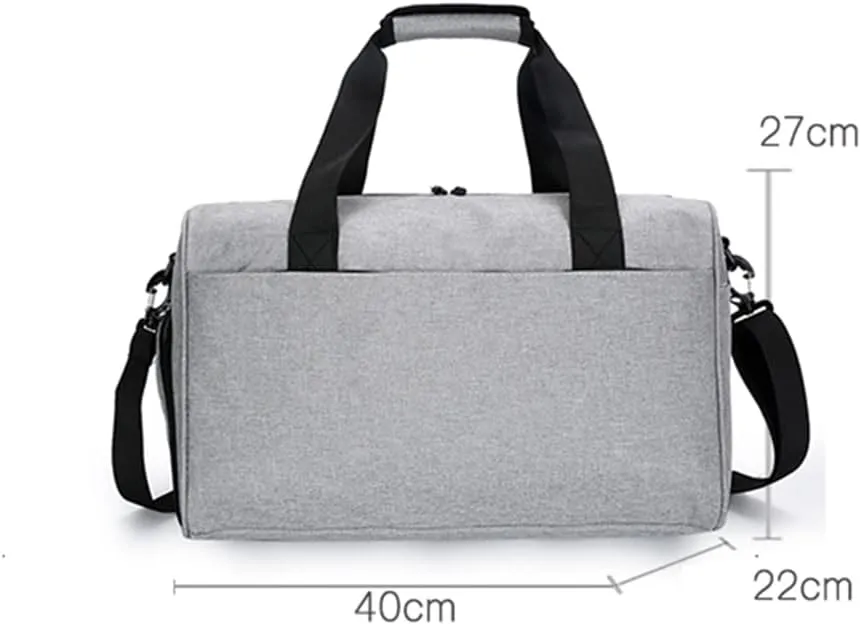 Custom Duffel Bag with Name Logo Image Personalized Travel Sports Gym Yoga Beach Bag with Dry Wet Pocket Shoes Compartment for Men Women (grey)