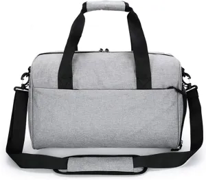 Custom Duffel Bag with Name Logo Image Personalized Travel Sports Gym Yoga Beach Bag with Dry Wet Pocket Shoes Compartment for Men Women (grey)