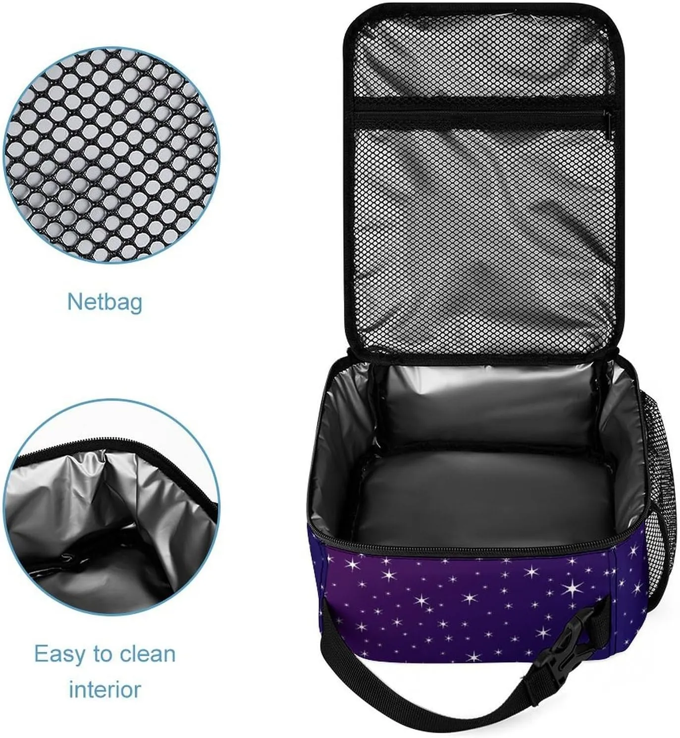 Custom Hockey Backpack with Lunch Box & Pencil Case, 16 Inch Cool Hockey Ball Themed Bookbag, Adjustable Lightweight Large Capacity, Colorful Daily Casual Purple Backpacks Set with Lunch Bag