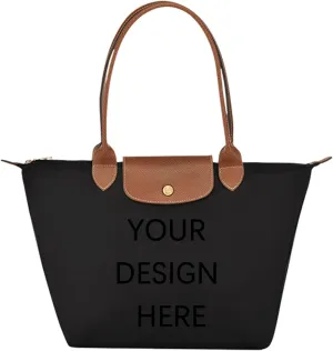 Custom Personalized Text Photo Shoulder Bag Nylon Top-Handle Purse is a Great Gift with Zipper Leisure for Women