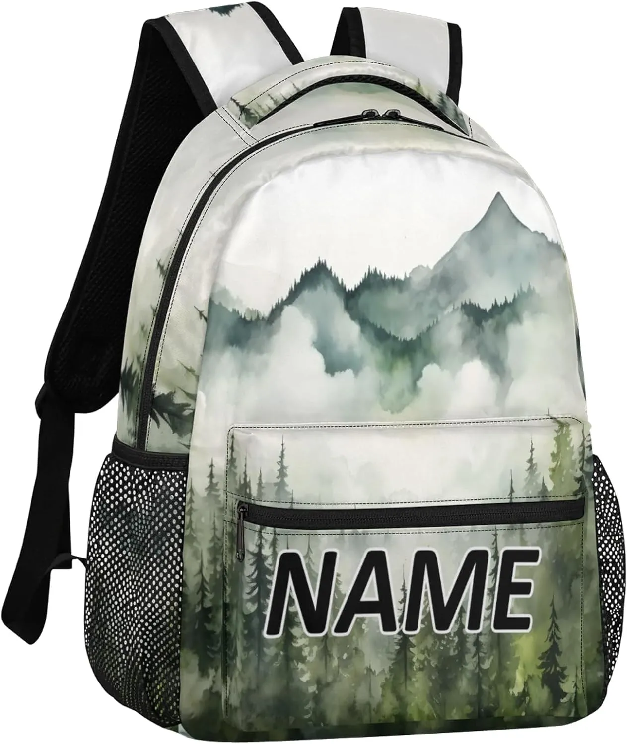 Custom Pine Trees Backpack with Name Personalized Waterproof Casual Daypack Pine Trees Landscape Customize Laptop Backpacks for Women Men