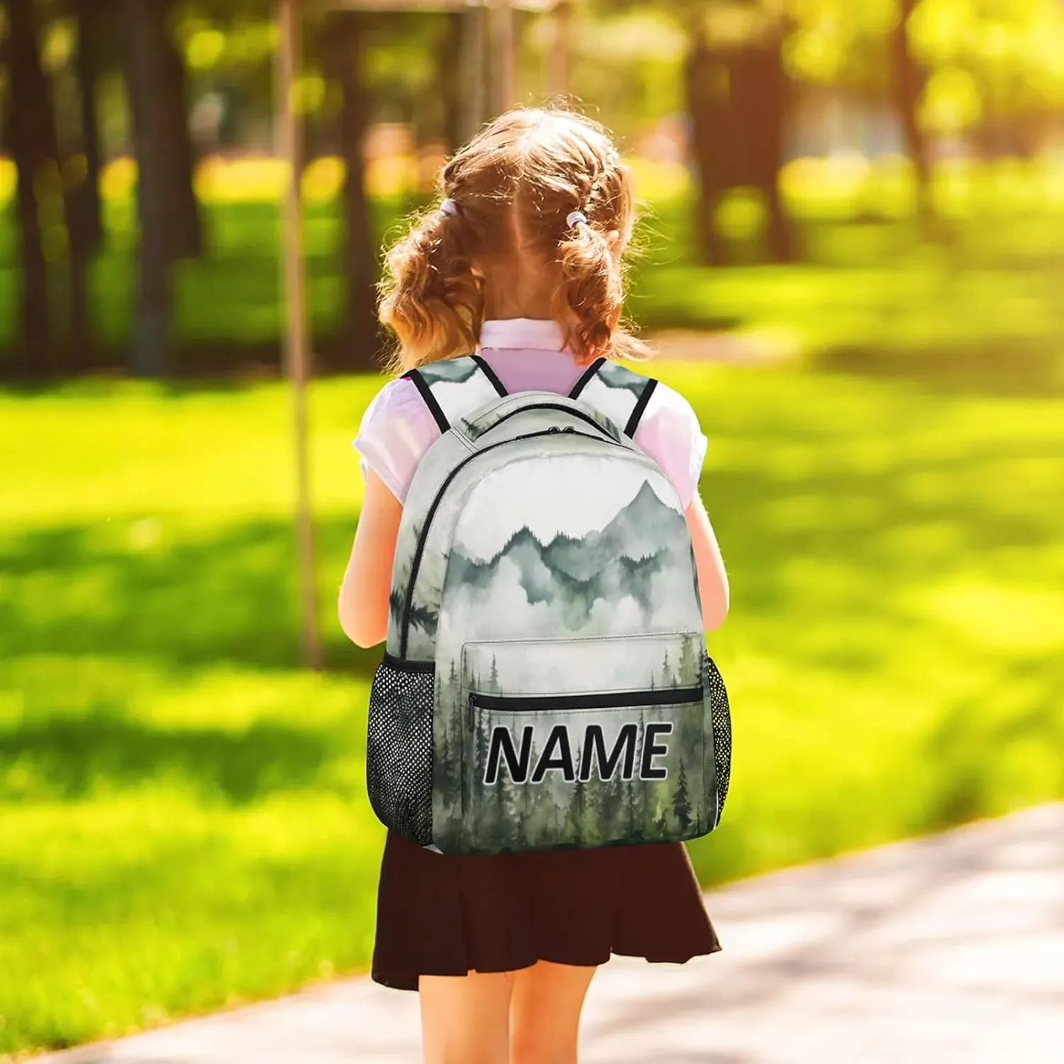 Custom Pine Trees Backpack with Name Personalized Waterproof Casual Daypack Pine Trees Landscape Customize Laptop Backpacks for Women Men