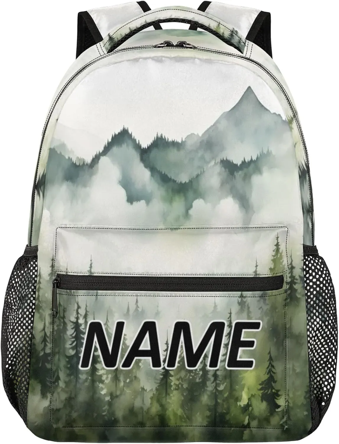 Custom Pine Trees Backpack with Name Personalized Waterproof Casual Daypack Pine Trees Landscape Customize Laptop Backpacks for Women Men