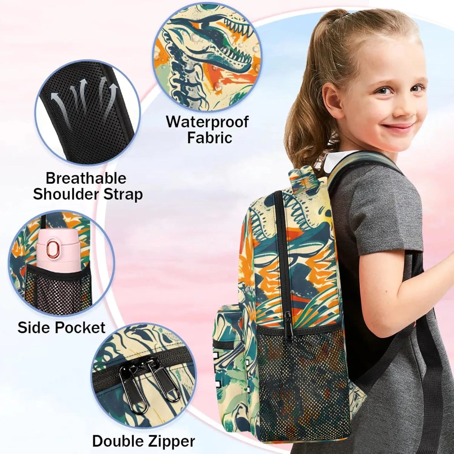 Custom Skeleton Dinosaurs Backpack with Name Personalized Waterproof Casual Daypack Colorful Historic Customize Laptop Backpacks for Women Men