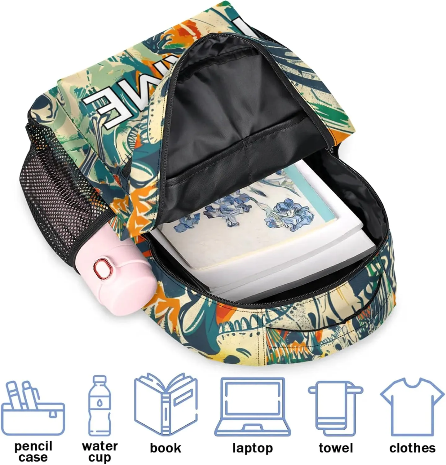 Custom Skeleton Dinosaurs Backpack with Name Personalized Waterproof Casual Daypack Colorful Historic Customize Laptop Backpacks for Women Men