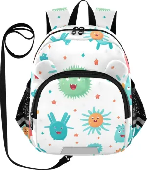 Cute Bacteria Toddler Backpack for Girls Boys 3-6, Kids Backpack with Leash, Preschool Kindergarten School Bag Mini Backpack for School Travel