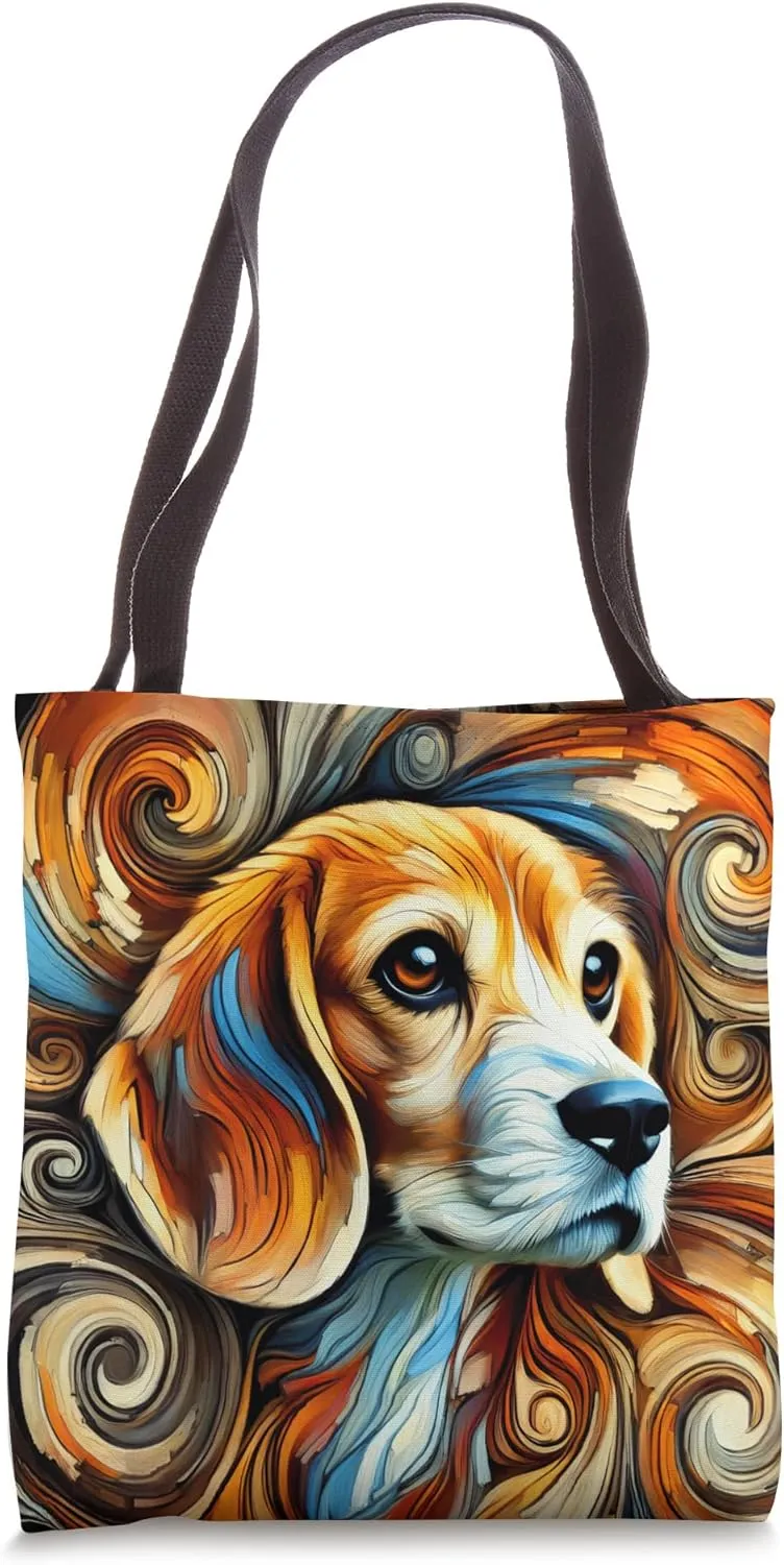 Cute Beagle Colourful Artwork Tote Bag