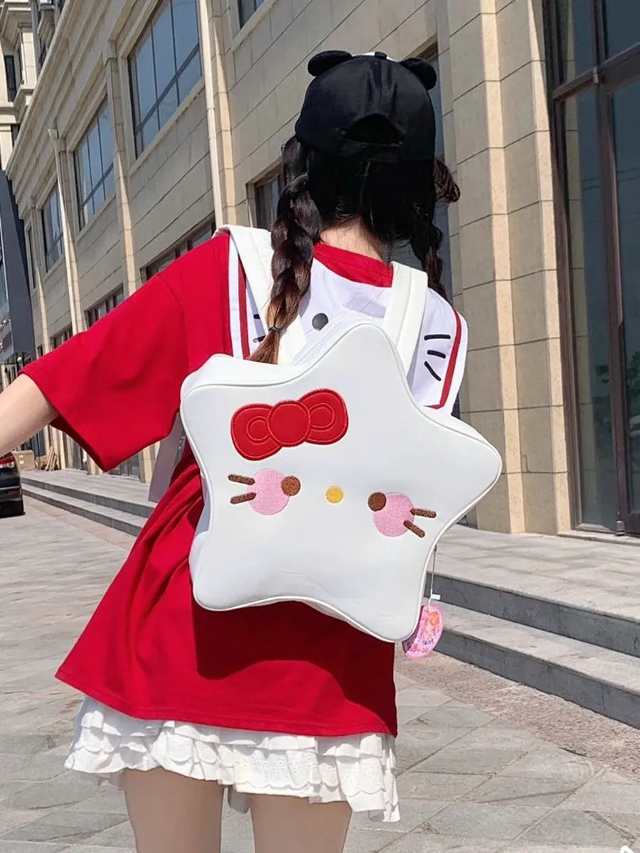 Cute Cartoon Cat Five-pointed Star Large Capacity Backpacks