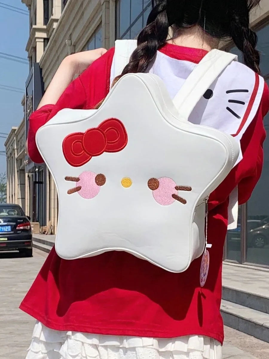 Cute Cartoon Cat Five-pointed Star Large Capacity Backpacks