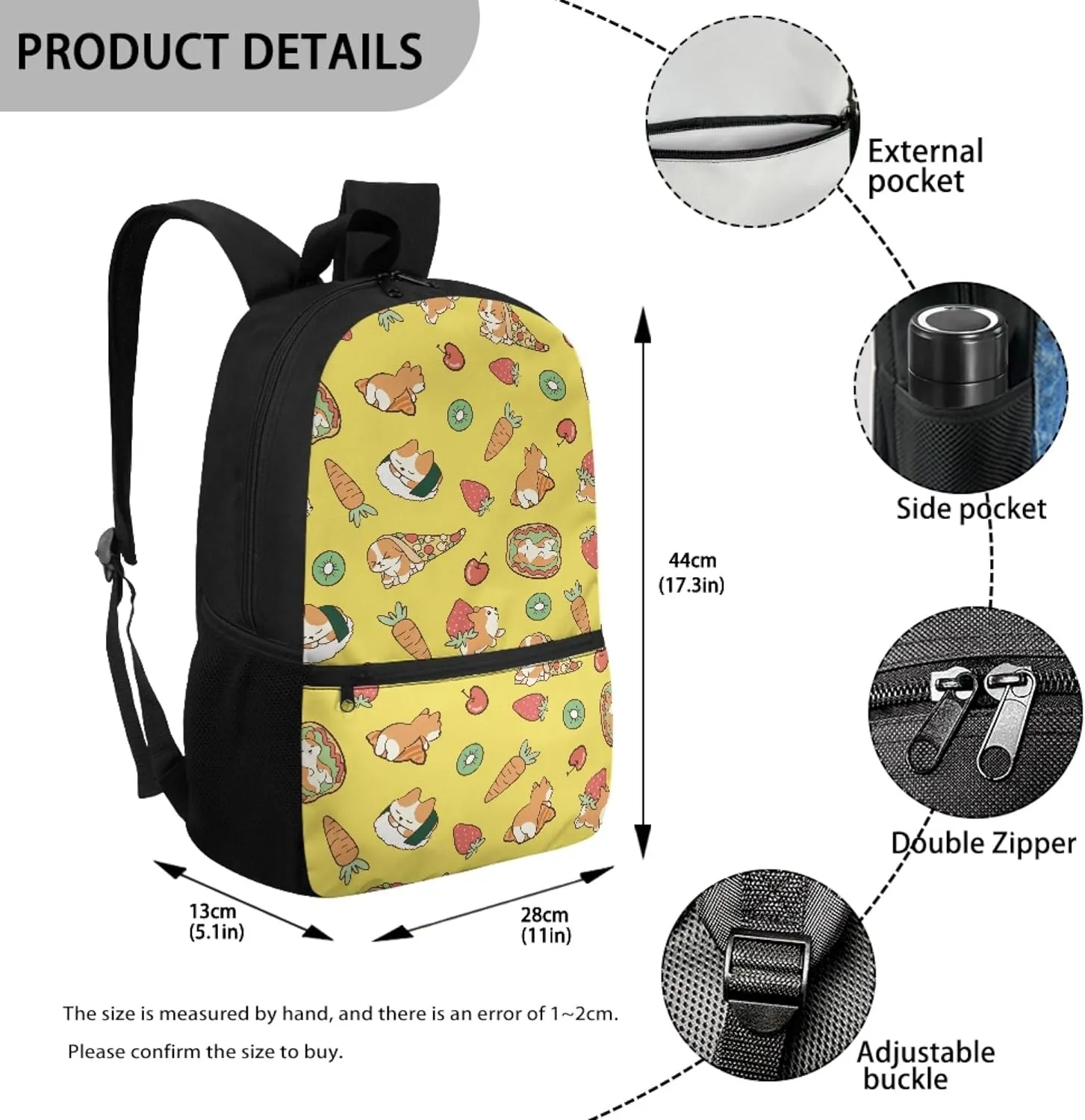 Cute Corgi Kids Backpacks for Preschool Boys Girls Bookbags for 6th th Grade Child School Bag for 5 to 14 Years Children Book Bags for Teen Daypack,Easy to Carry