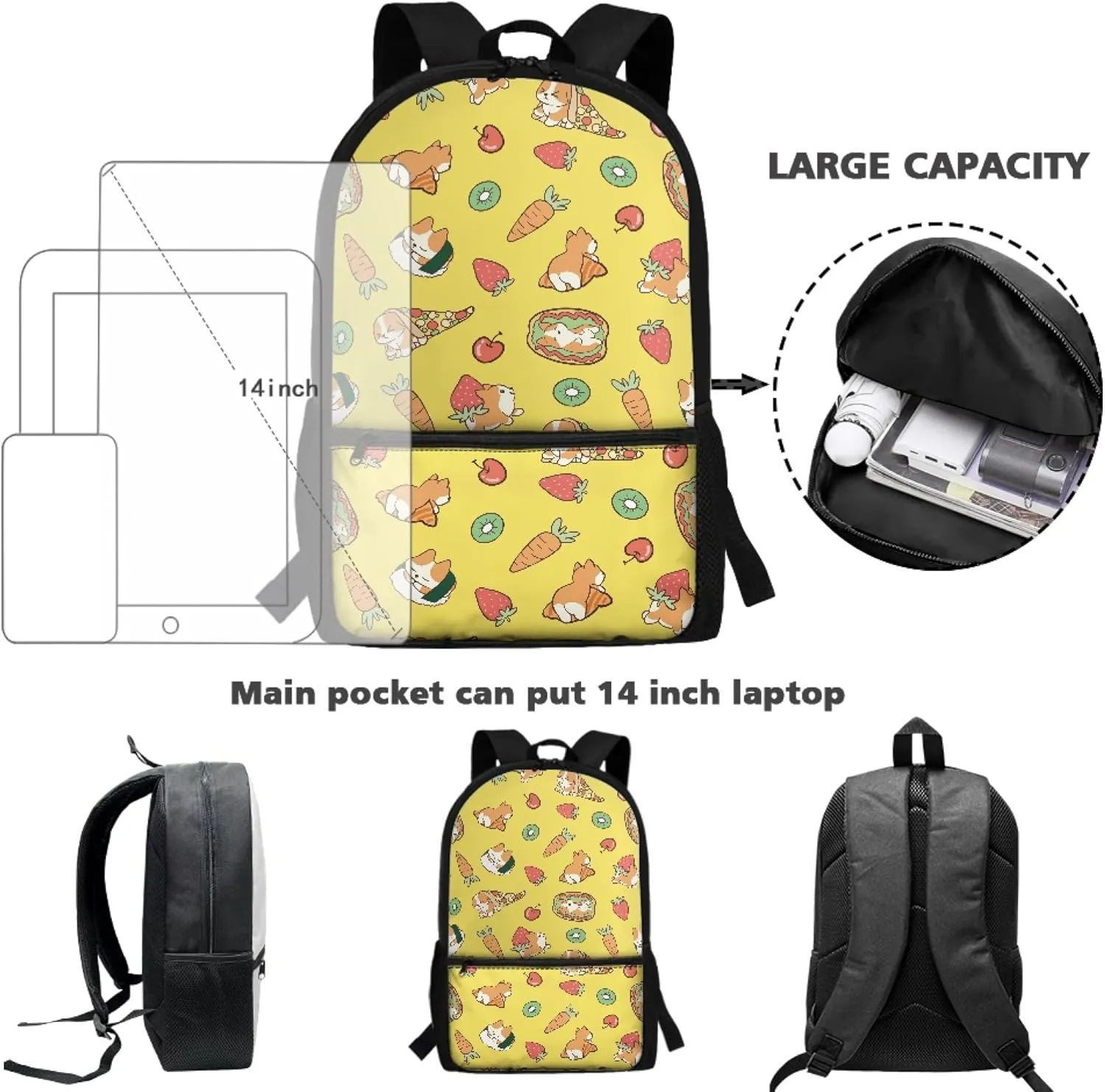 Cute Corgi Kids Backpacks for Preschool Boys Girls Bookbags for 6th th Grade Child School Bag for 5 to 14 Years Children Book Bags for Teen Daypack,Easy to Carry
