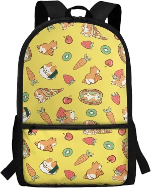 Cute Corgi Kids Backpacks for Preschool Boys Girls Bookbags for 6th th Grade Child School Bag for 5 to 14 Years Children Book Bags for Teen Daypack,Easy to Carry