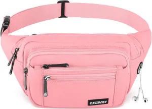 CXWMZY Fanny Packs For Women & Men Waist Pack Hip Bum Bag with Multi-Pockets Large Capacity Waterproof Casual Bum Bag for Disney Traveling Casual Cycling Running Hiking (Pink)
