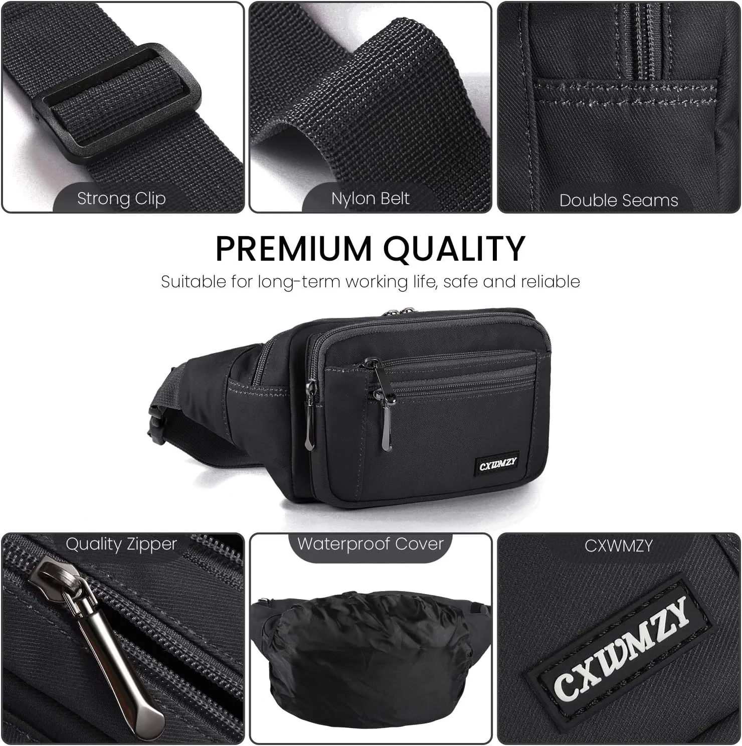 CXWMZY Fanny Packs For Women & Men Waist Pack Hip Bum Bag with Multi-Pockets Large Capacity Waterproof Casual Bum Bag for Disney Traveling Casual Cycling Running Hiking