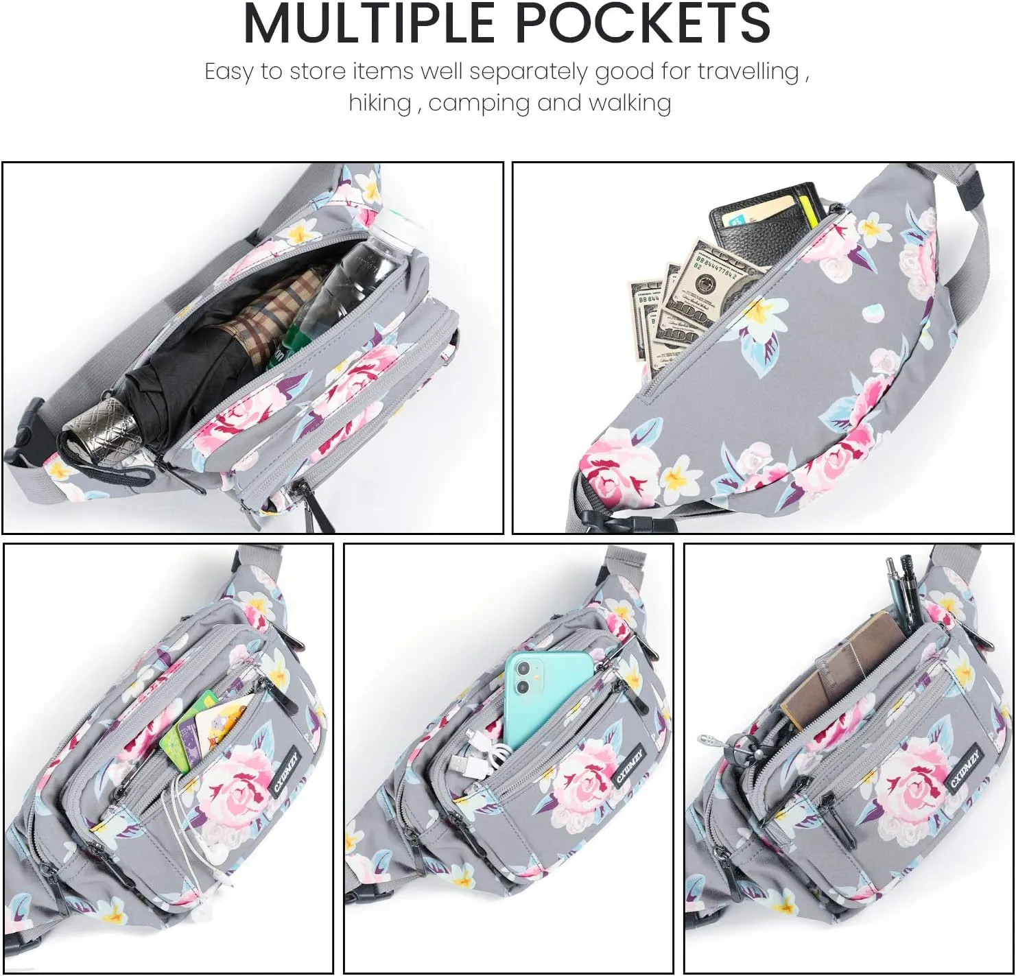 CXWMZY Fanny Packs For Women & Men Waist Pack Hip Bum Bag with Multi-Pockets Large Capacity Waterproof , for Disney Traveling Casual Cycling Running Hiking