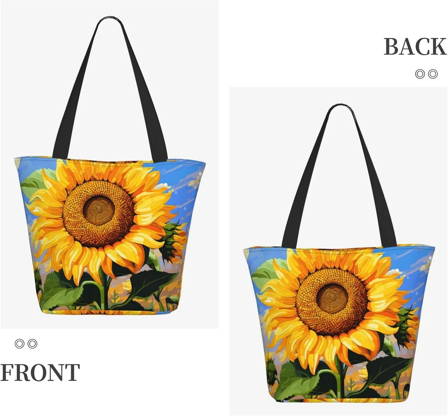 DADABULIU Tote Bag Reusable Grocery Bag Shoulder Bags with Zipper for Travel Beach Shopping Work Over 12 Years Old