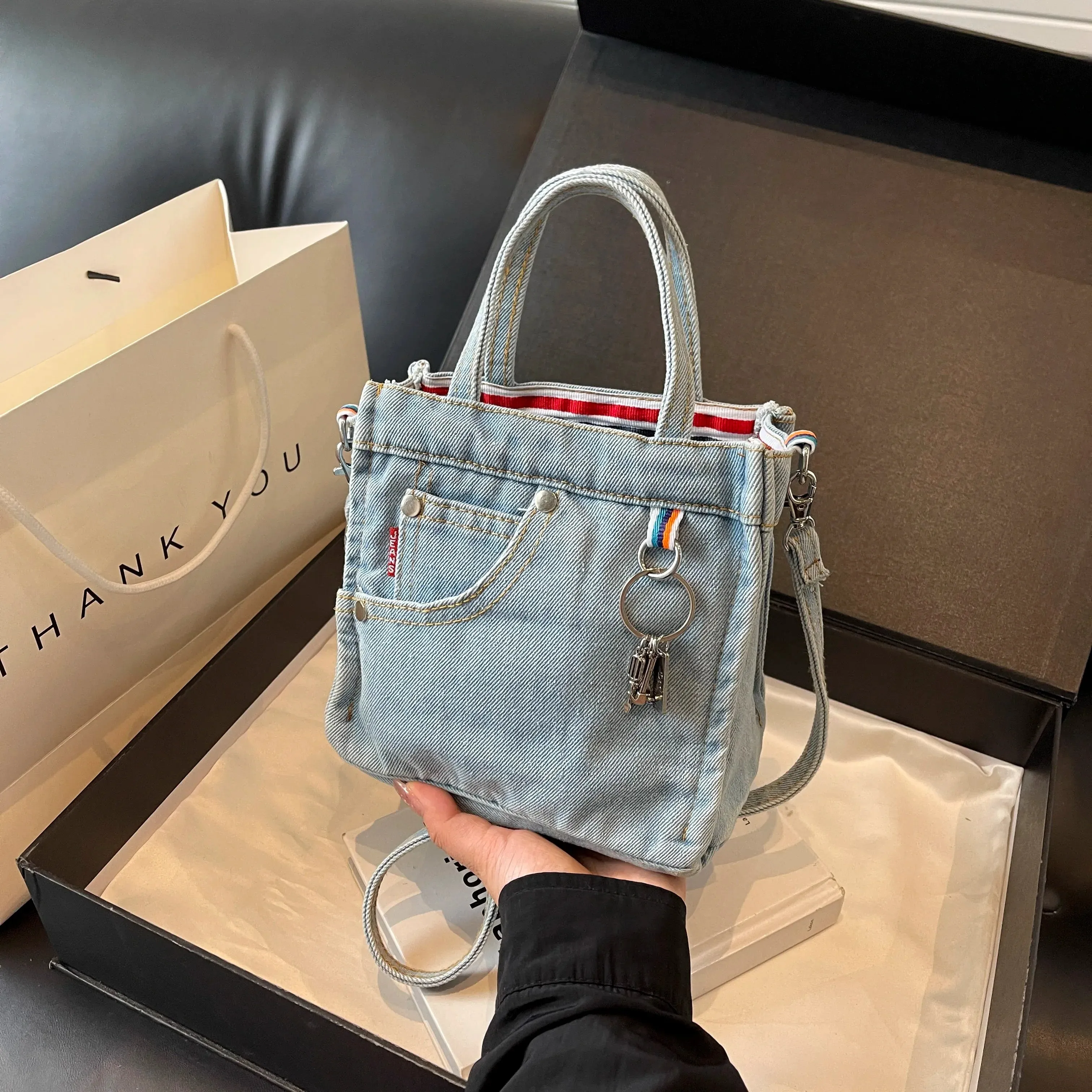 Dahlia | Denim Tote Bag with Dual-Carrying Options