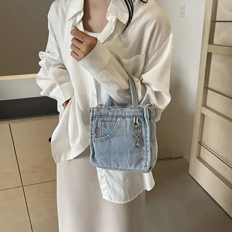 Dahlia | Denim Tote Bag with Dual-Carrying Options