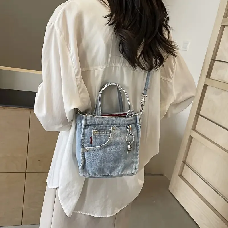 Dahlia | Denim Tote Bag with Dual-Carrying Options