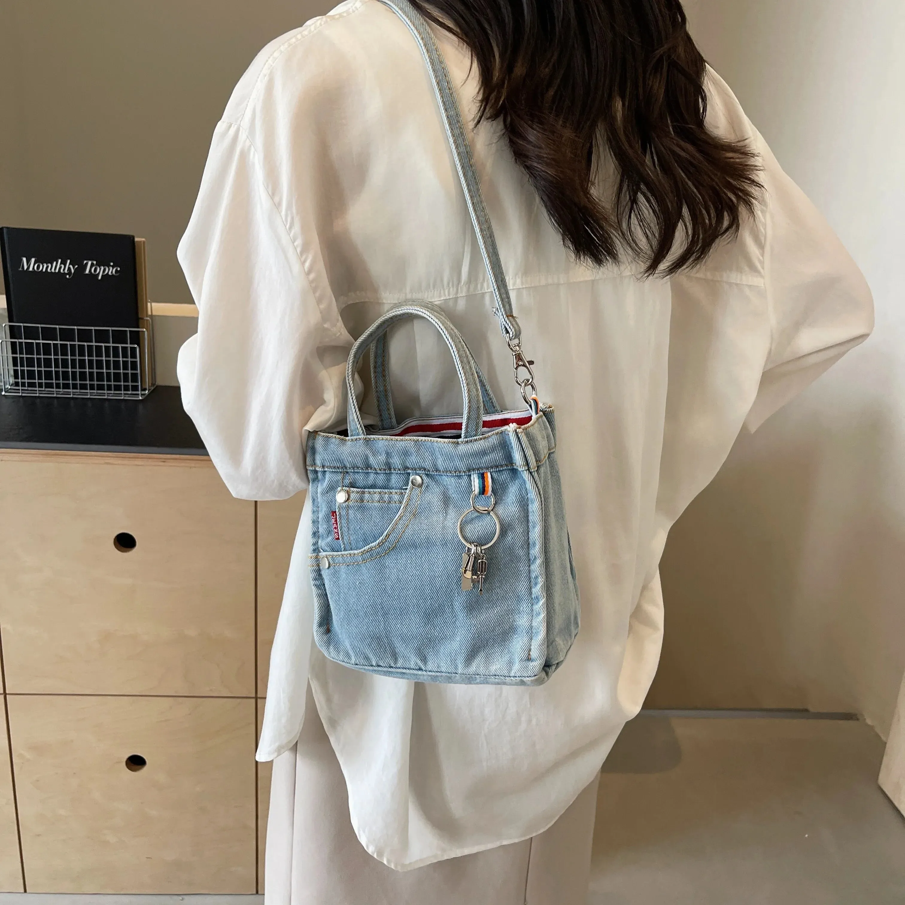Dahlia | Denim Tote Bag with Dual-Carrying Options