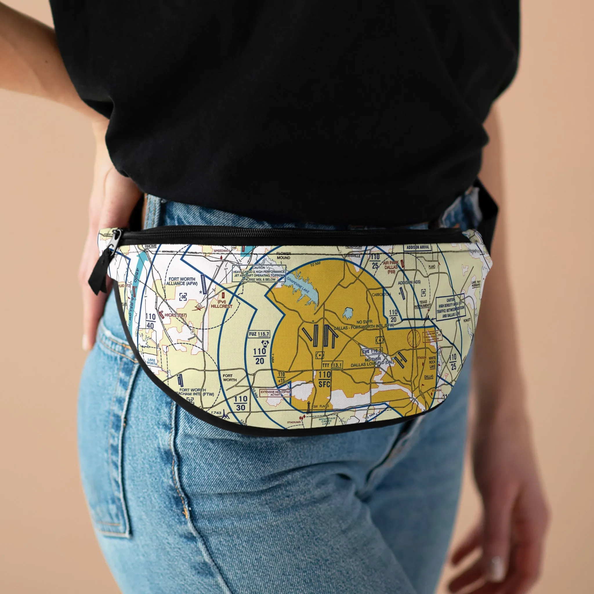 Dallas - Ft. Worth Flyway Chart fanny pack