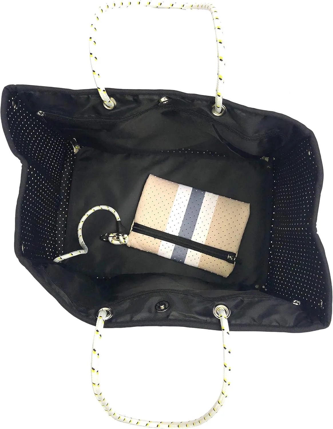 Dallas Hill Designs Large Tote Bag for Women | Neoprene Shoulder Purse | Travel, Beach, Gym Handbag | Extra Pouch