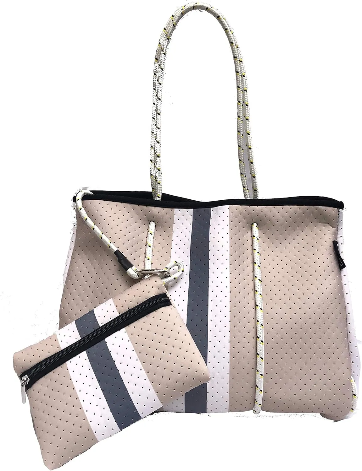 Dallas Hill Designs Large Tote Bag for Women | Neoprene Shoulder Purse | Travel, Beach, Gym Handbag | Extra Pouch