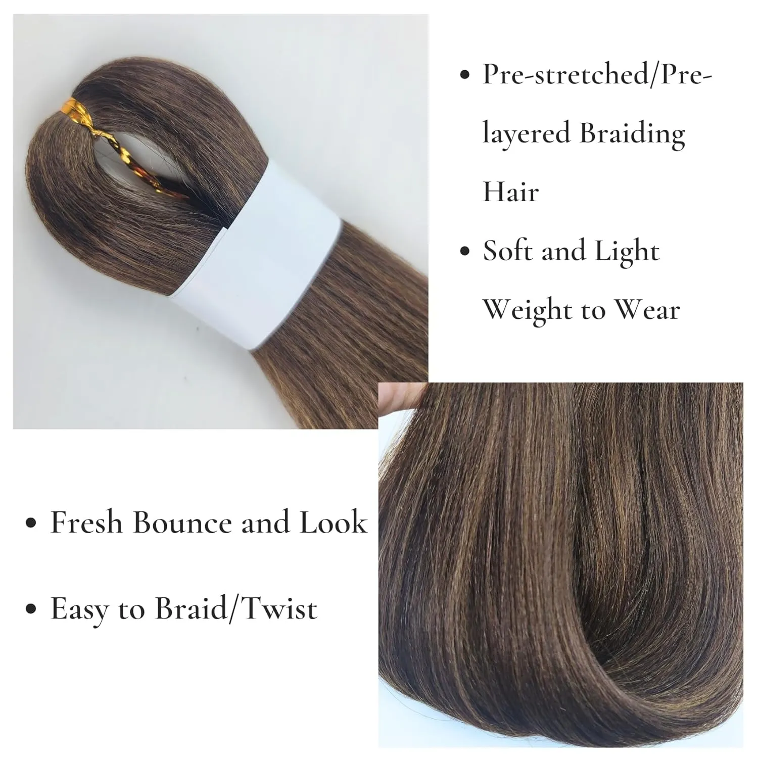 Dark Honey Brown Boho Braiding Hair Mixed Synthetic Deep Wave Boho Braids Hair for Braiding
