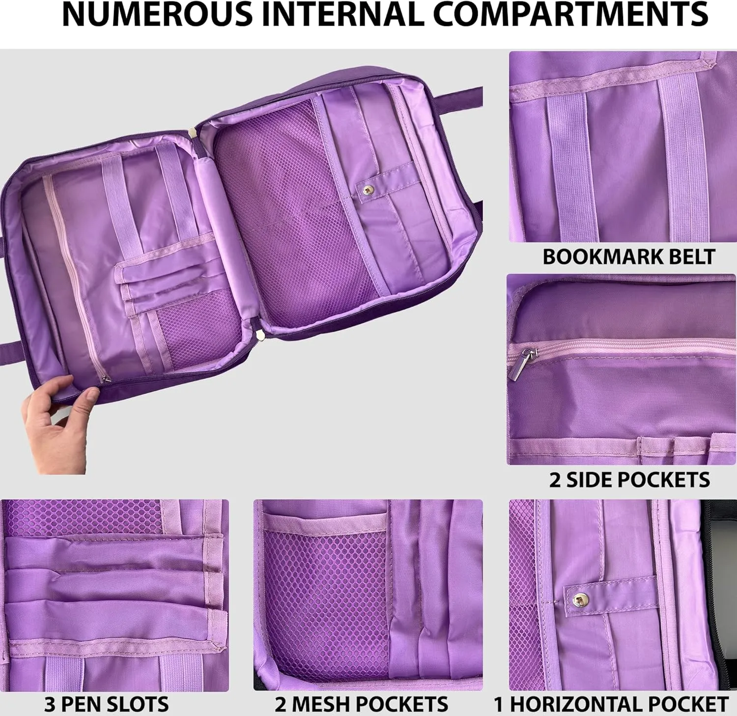 DEHITE Bible Bags for Women – Purple Floral Bible Carrying Case – Tote Bag Extra Large – Book Size 11.8 x 10 x 4.1 in – Pen Slot – Zippered Pocket – Shoulder Strap – Premium Fabric – Christian Gift