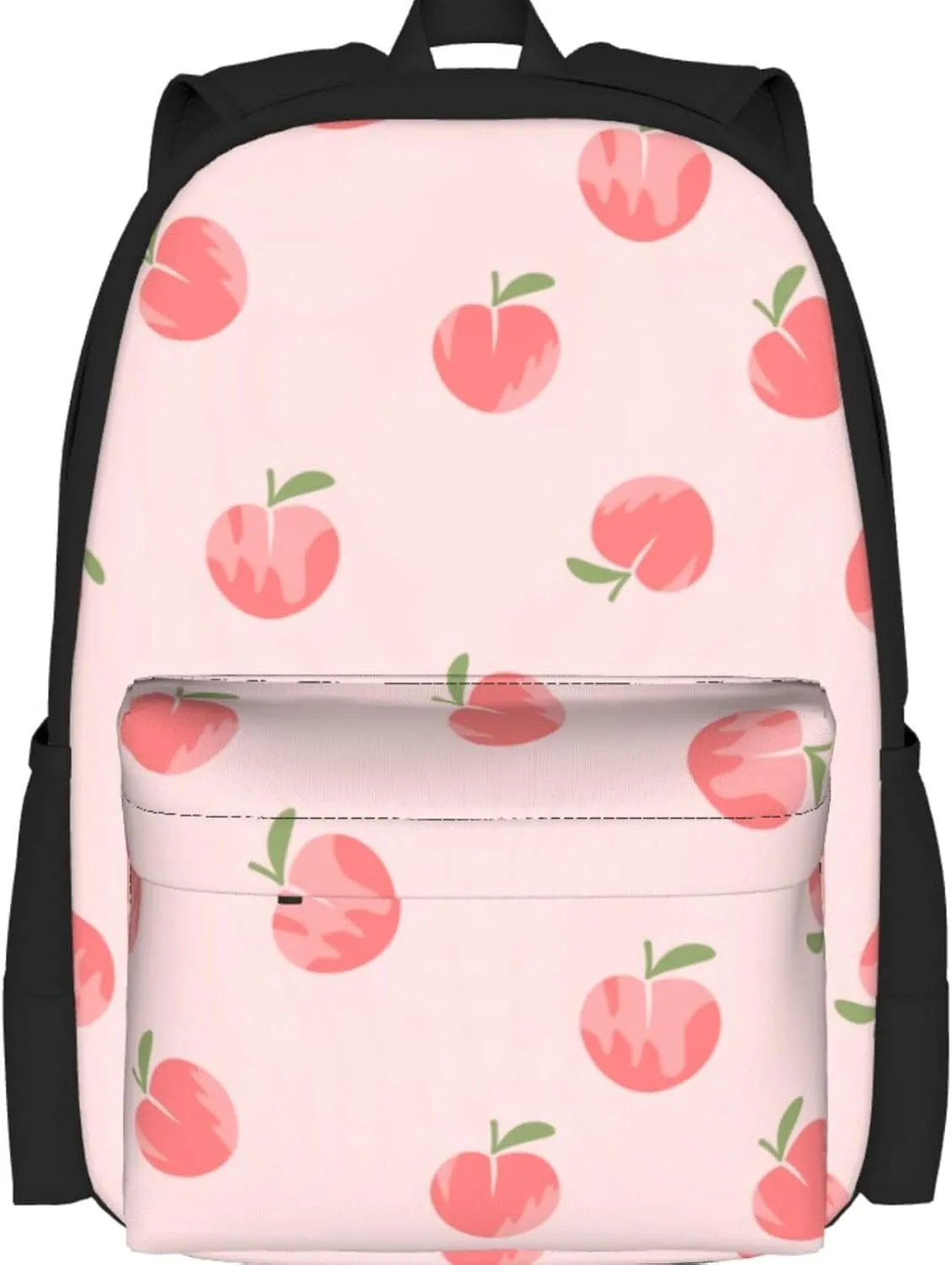 Delerain Pink Peach Fruit Kids Backpack School Book Bag Travel Daypack Shoulder Bag 16 Inch Plus Lightweight Laptop Bag for 1-6th Grade Boys Girls Back to School