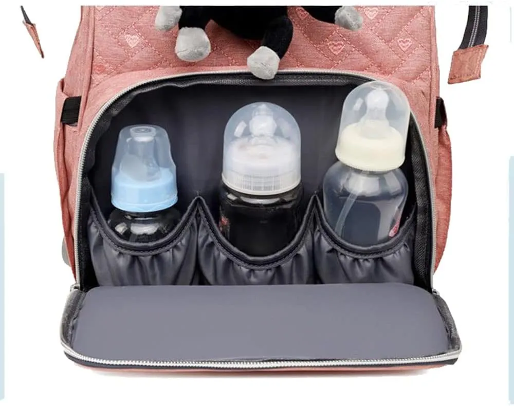 Diaper Backpack Large Diaper Bag Portable Nappy Bag Travel Baby Bag With USB Charging Port (Grey)