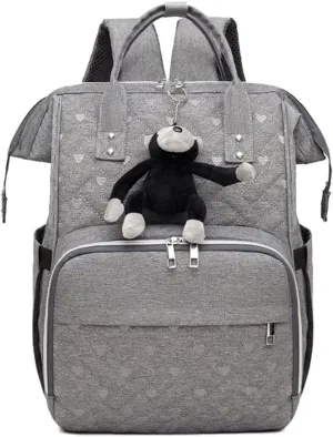 Diaper Backpack Large Diaper Bag Portable Nappy Bag Travel Baby Bag With USB Charging Port (Grey)