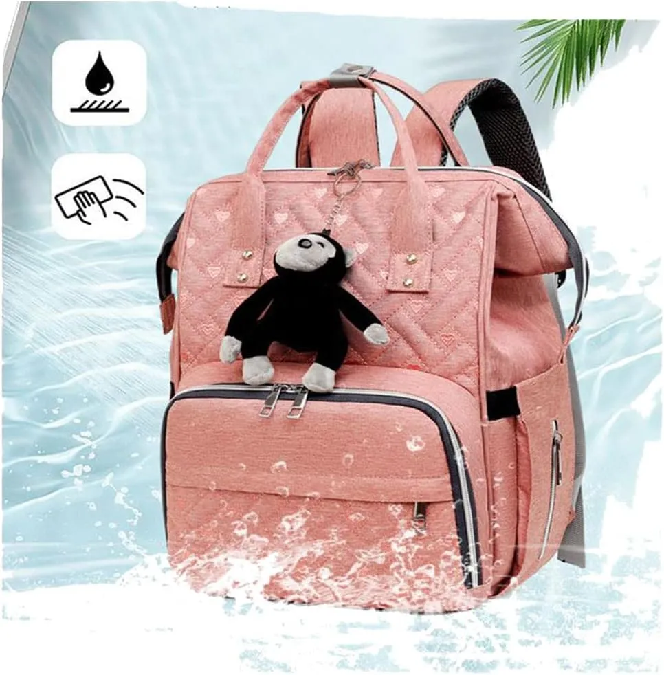 Diaper Backpack Large Diaper Bag Portable Nappy Bag Travel Baby Bag With USB Charging Port (Grey)