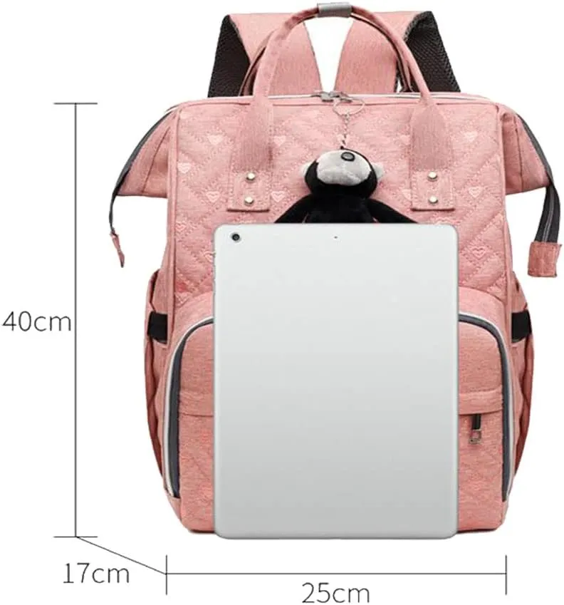 Diaper Backpack Large Diaper Bag Portable Nappy Bag Travel Baby Bag With USB Charging Port (Grey)