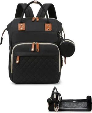 Diaper Bag Backpack, Baby Diaper Bag with Changing Station, Mommy Bag Travel Multifunction Foldable Large Diaper Bags with Changing Pad for Unisex Baby Girl Boy(Black)