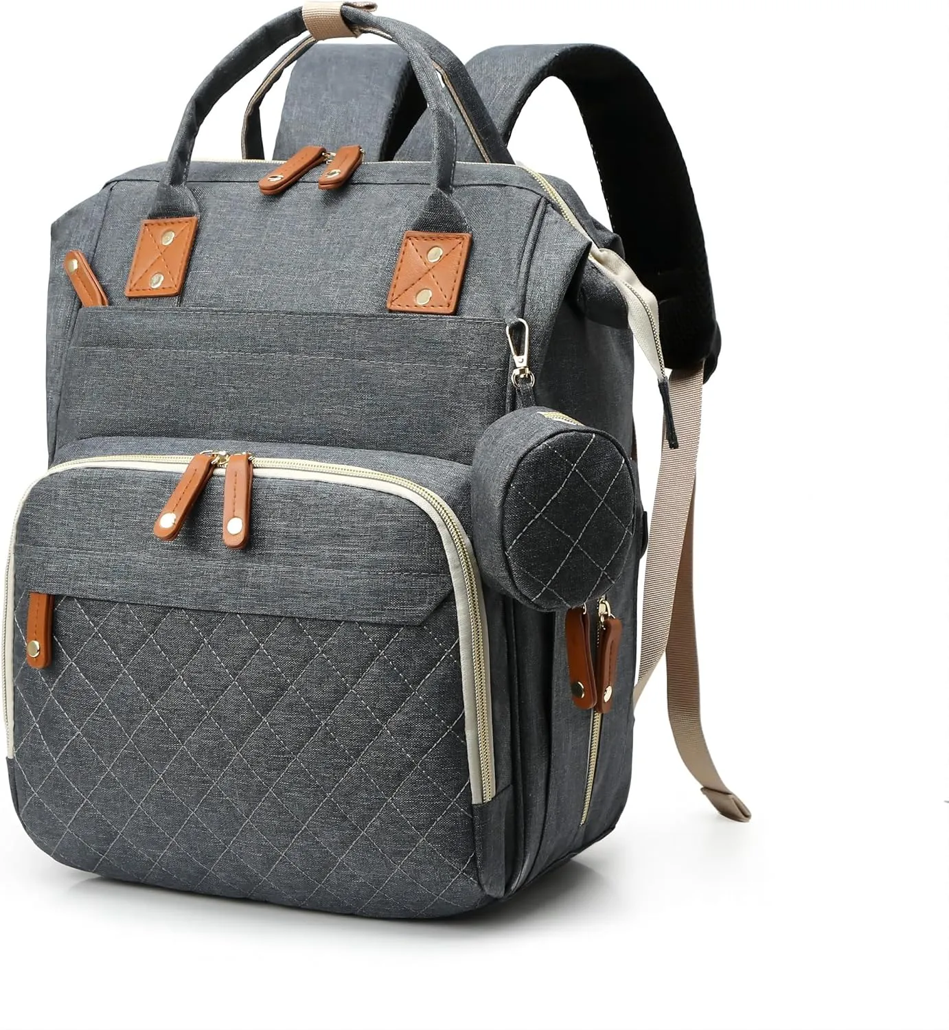 Diaper Bag Backpack,Large Capacity & Waterproof Baby Diaper Bag with USB Charging Port,Insulated Bottle Pockets & Stroller Straps,Multifunctional Travel Backpack for Moms & Dads,Dark Gray