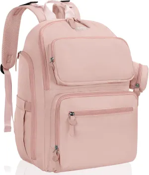 Diaper Bag Large Capacity Diaper Backpack Multi-Function Baby Diaper Bag For Dad And Mom With Insulated Pockets, Stroller Straps, Pink