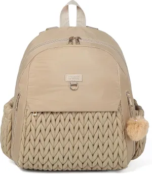 Diaper Bag,Newborn Baby Backpack,Waterproof and Stylish Travel Back Pack with Changing Pad for Women and Girls (Beige)