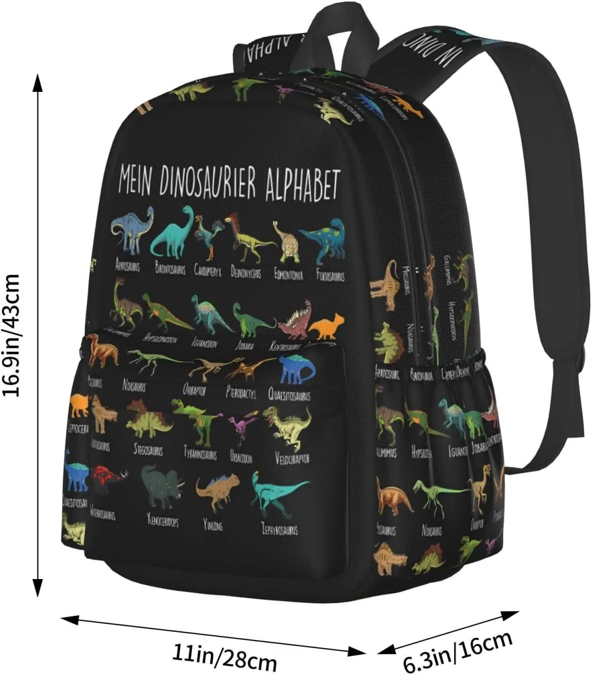Dinosaur Alphabet With Dino Types Laptop Backpack Shoulder Bag Laptop Pack Travel Backpacks Commuter Back Pack Casual Daypack Bags With Side Pockets