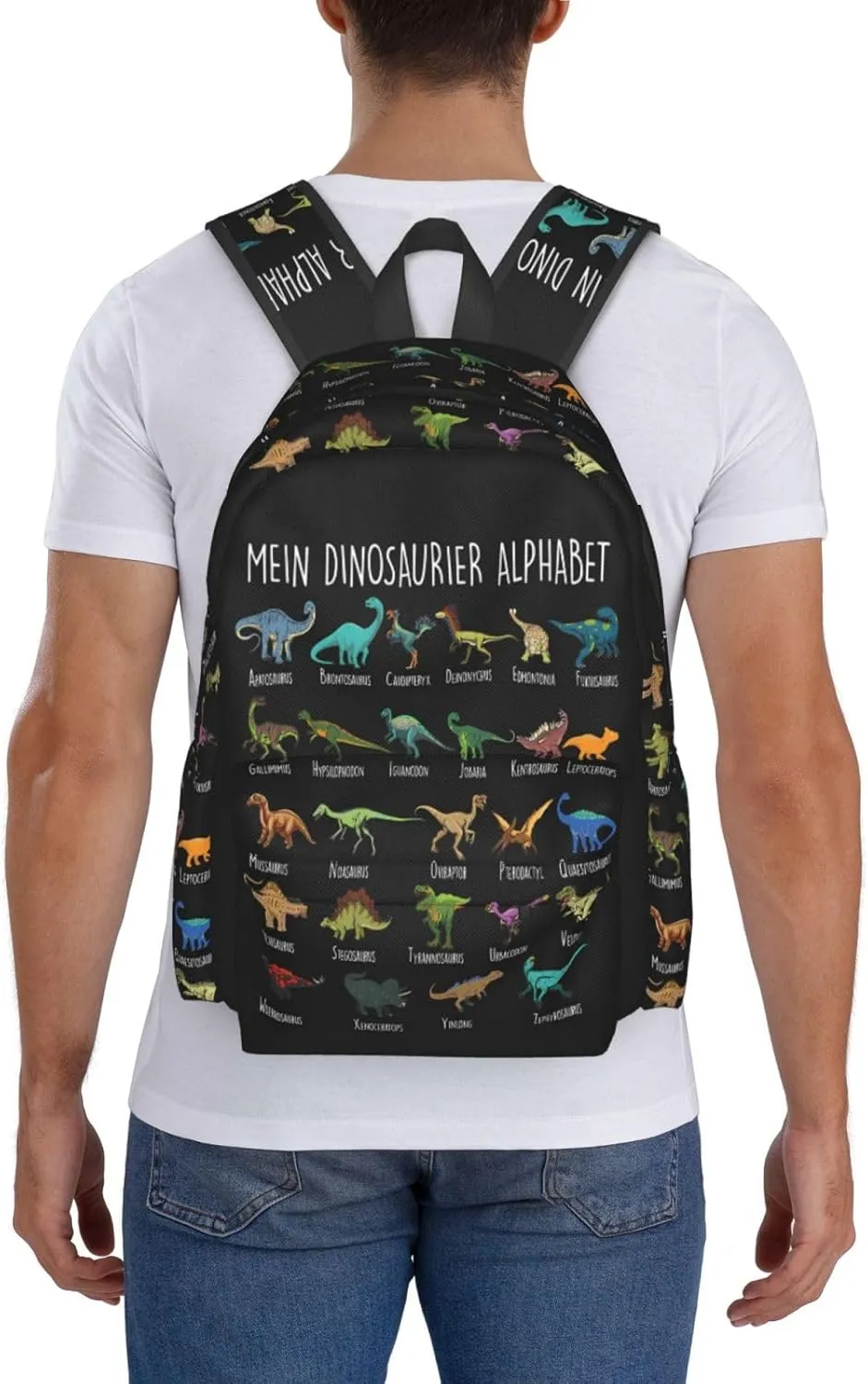 Dinosaur Alphabet With Dino Types Laptop Backpack Shoulder Bag Laptop Pack Travel Backpacks Commuter Back Pack Casual Daypack Bags With Side Pockets