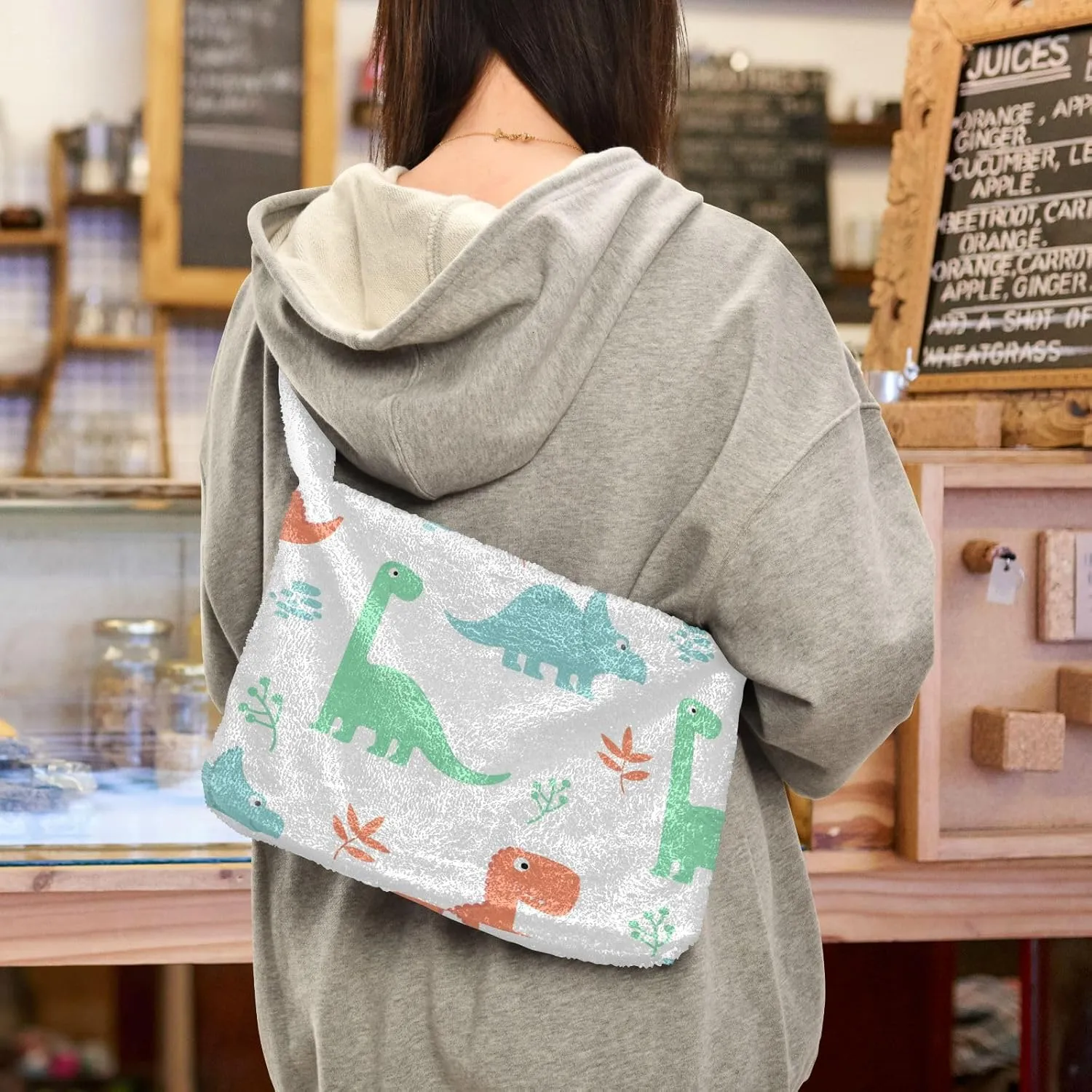 Dinosaur Shoulder Bag, Handbag with Zipper Closure, Hand Bag for Ladies