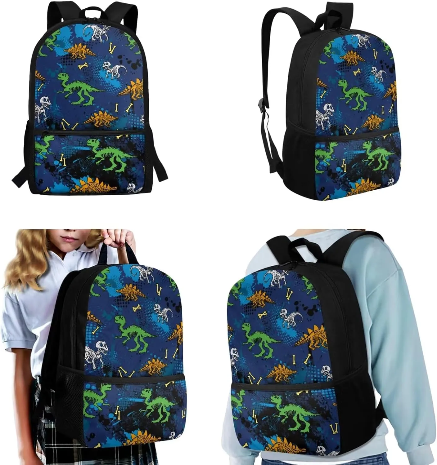 Dinosaurs Backpack for Boys with Lunch Bag Pencil Case 6-8 Kids Large School Bag Kindergarten Elementary Schoolbags Students Hiking Camping Book Bag Travel Backpacks Daycare Bags