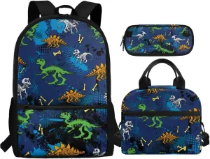 Dinosaurs Backpack for Boys with Lunch Bag Pencil Case 6-8 Kids Large School Bag Kindergarten Elementary Schoolbags Students Hiking Camping Book Bag Travel Backpacks Daycare Bags