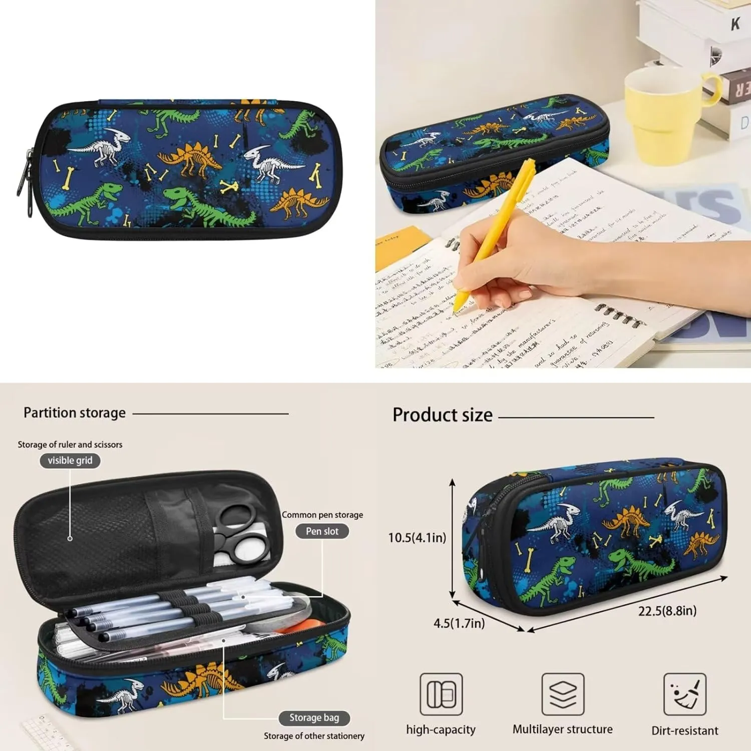 Dinosaurs Backpack for Boys with Lunch Bag Pencil Case 6-8 Kids Large School Bag Kindergarten Elementary Schoolbags Students Hiking Camping Book Bag Travel Backpacks Daycare Bags
