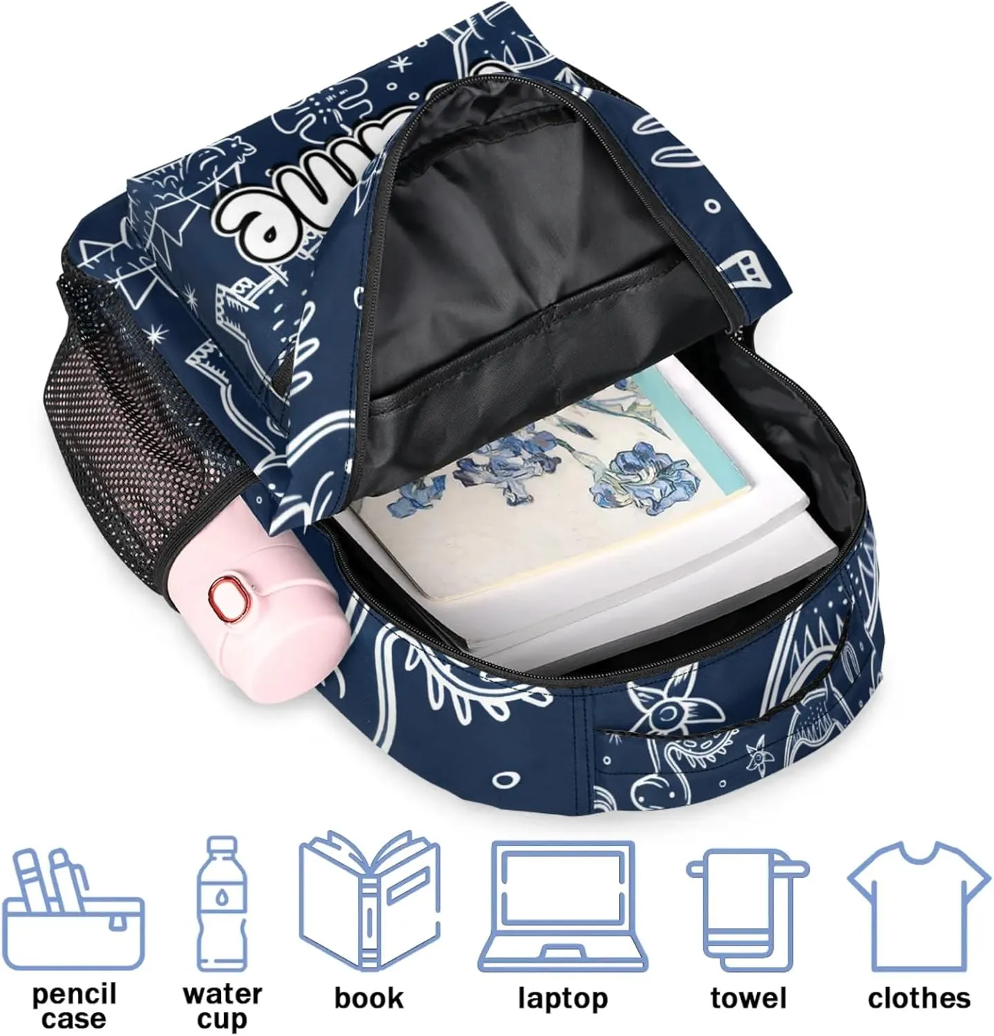 Dinosaurs Fossils Large Backpack Fashion Travel Backpacks for Business Women Men Casual Laptop Bag Waterproof Lightweight Shoulder Bags 16in